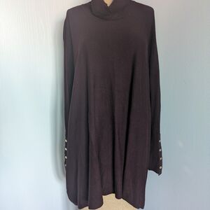 Alfani Dark Burgundy Oversized Slouchy Poncho Style Turtleneck Sweater